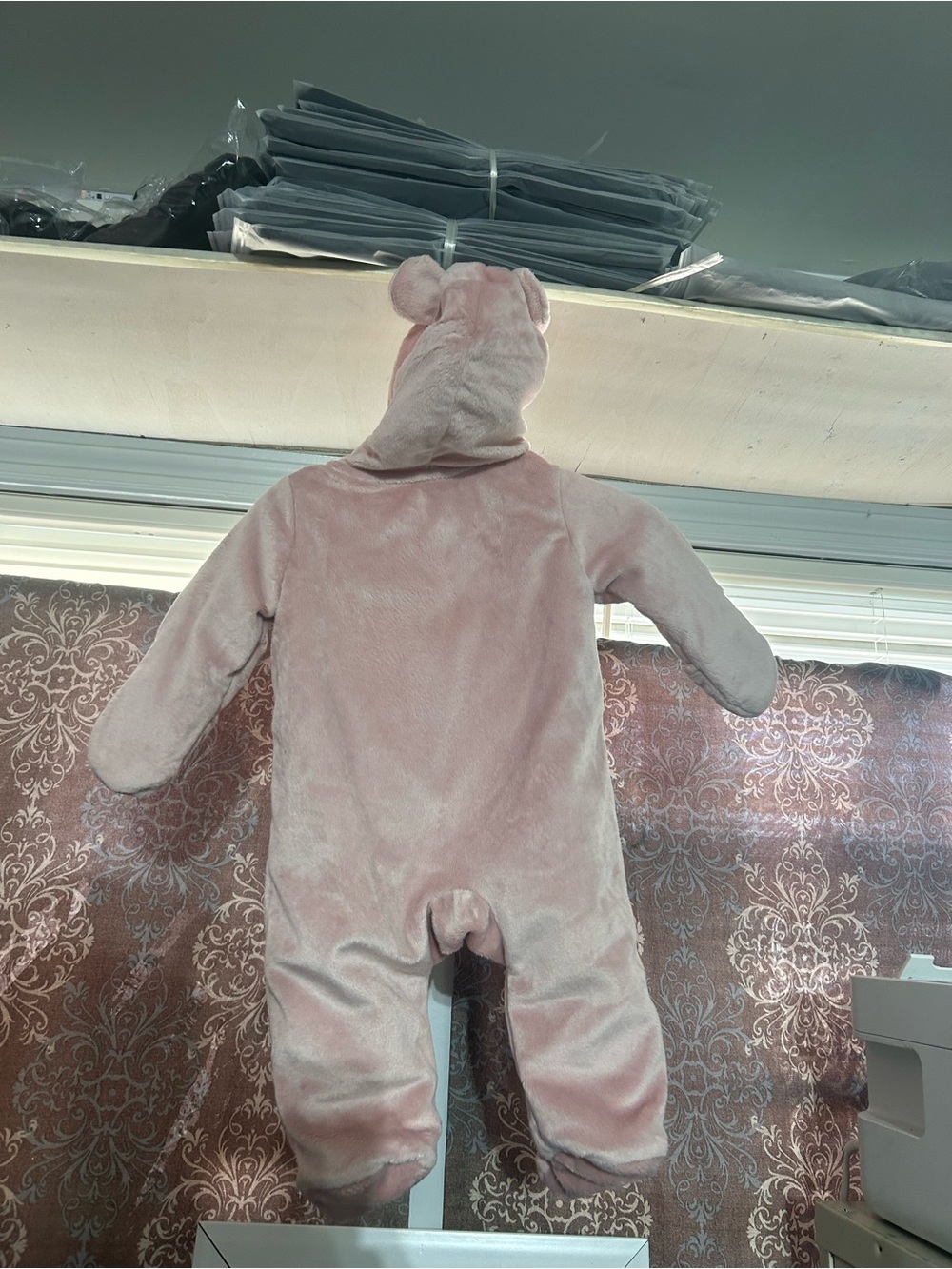 Carter's Soft Pink Plush Bear Hooded One-Piece